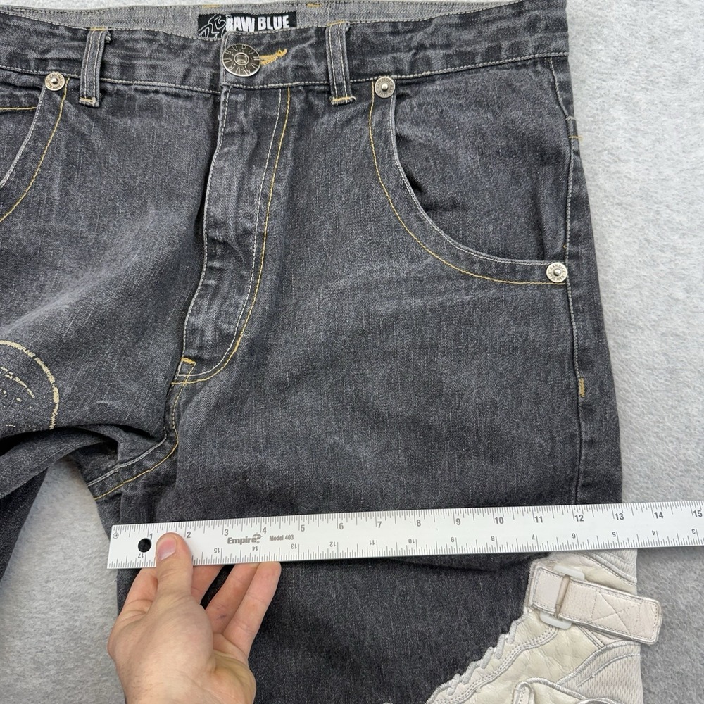 Vintage RAW BLUE Air Force Sneaker Y2K 3D Embroidered Baggy Jeans Shoe 36x32 - Picture 11 of 13